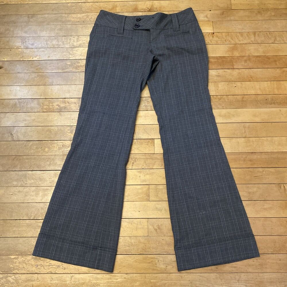 Vanity Pants Women’s Size 7 Grey Plaid Flared Coin Pockets Office Career